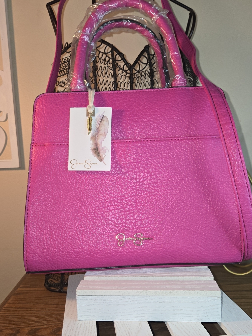 Jessica Simpson Hot Pink Pebbled Leather Satchel